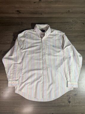 Brooks Brothers Supima Cotton Non Iron Button Down Stripe Shirt Mens Large